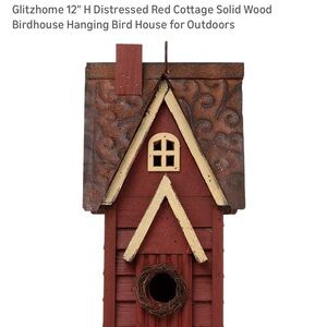 Rustic Red and Brown Wooden Birdhouse